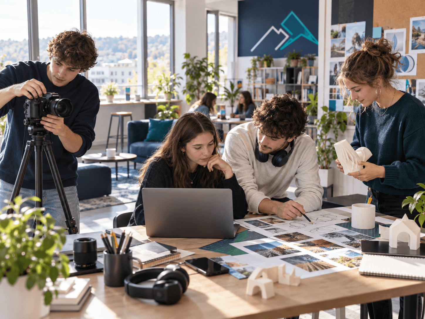 Des jeunes conçoivent un projet mêlant création, média et prototypage.